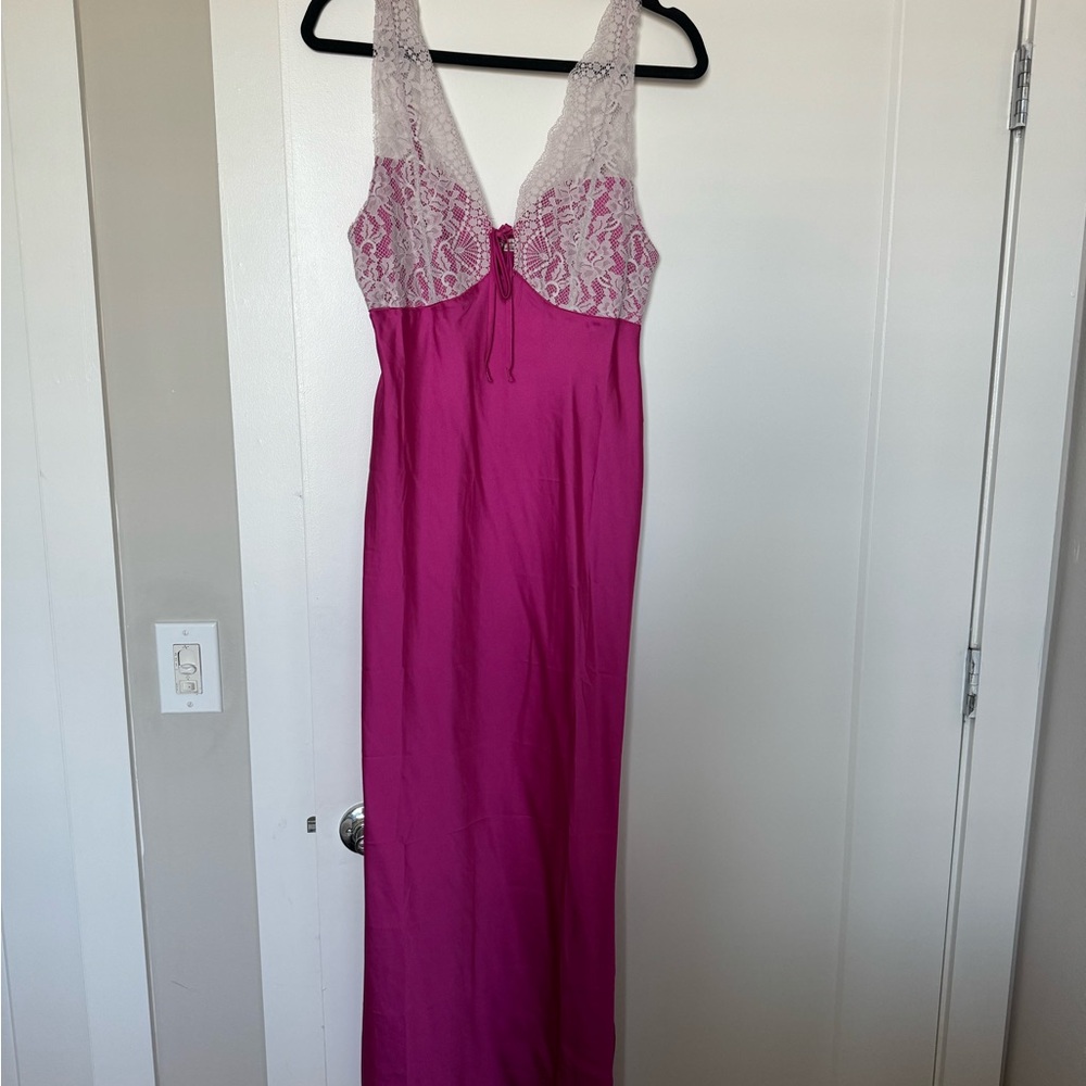 Free People Pink Lace-Trimmed maxi dress